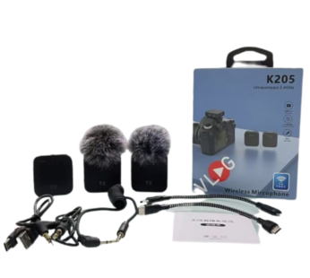 K205 Wireless Dual Microphone With Noise Reduction for Type-C + iphone + cameras