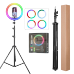 14 inch RGB LED Soft Ring light with 2.1M Tripod Stand , 3 phone holders & Remote