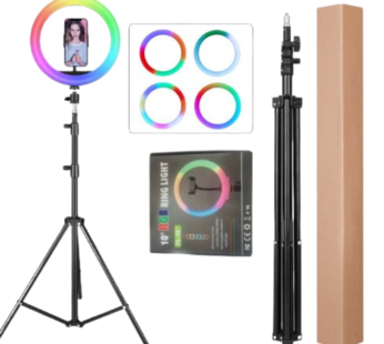 14 inch RGB LED Soft Ring light with 2.1M Tripod Stand , 3 phone holders & Remote