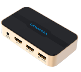 Vention 1 In 2 Out HDMI Splitter 4K@30Hz Gold Aluminum Alloy Type