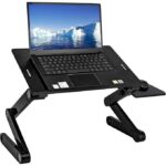 Adjustable Folding Laptop Stand with Cooling Fan and Mouse Pad