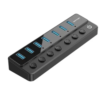 USB B to USB 3.0 X7 HUB with individual Power switches And DC.5.5m power adapter