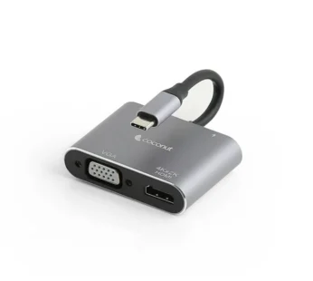 USB Type-C to HDMI+ Type – C+ VGA & USB-A 4-in-1 Hub